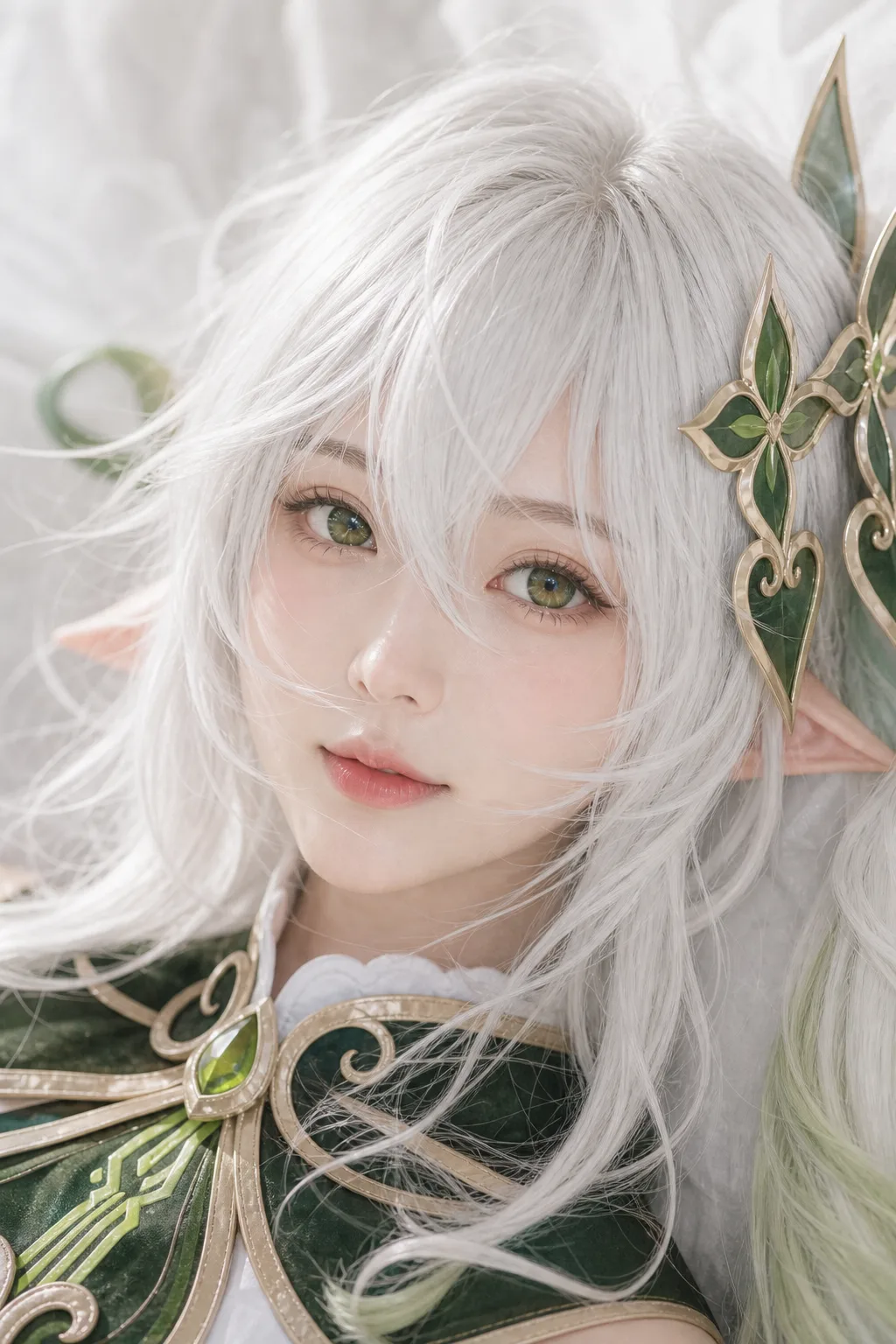 纳西妲微风宁静脸部特写 Cosplay 拍摄动作参考图