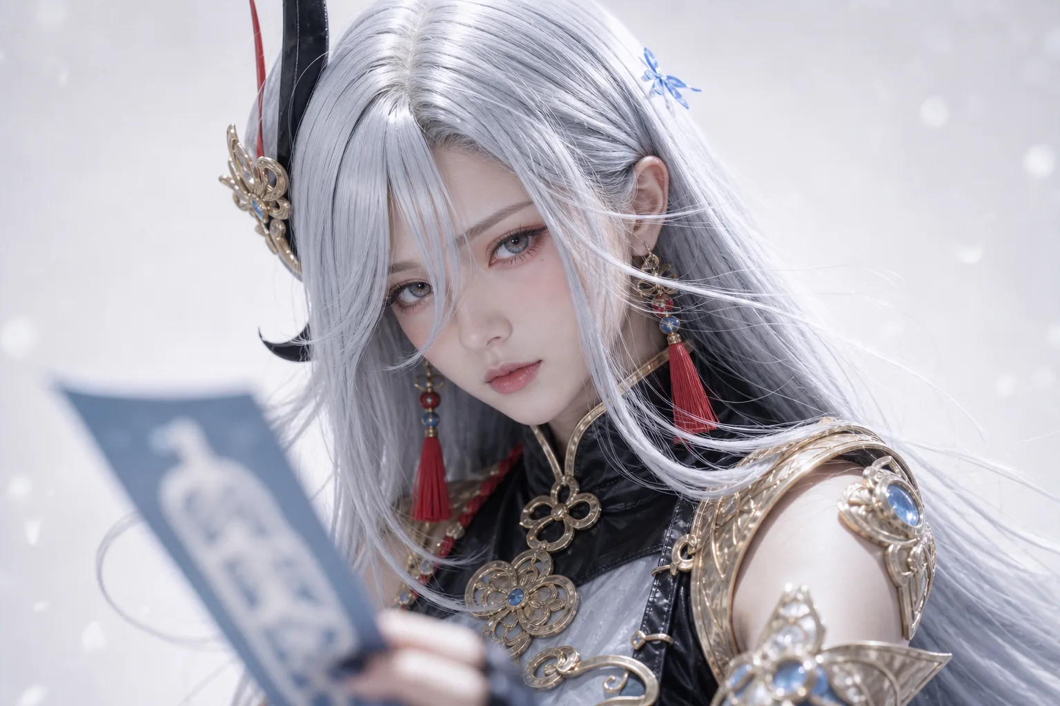 申鹤符纸近镜冷眸 Cosplay 拍摄动作参考图