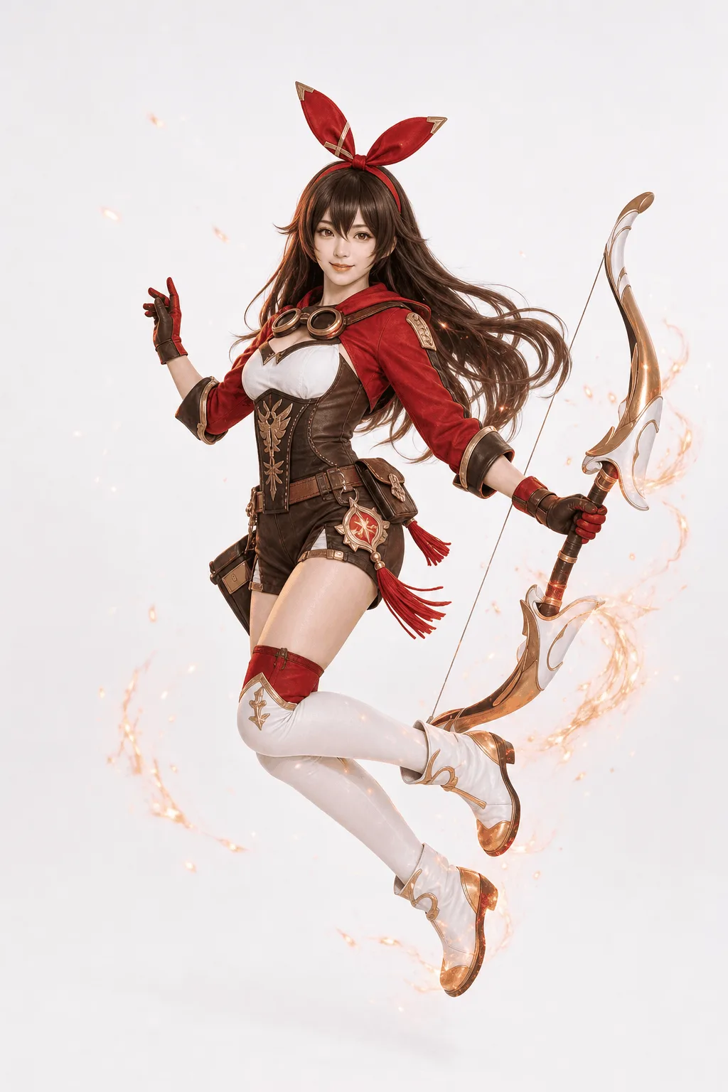 安柏全身站姿拉满弓弦 Cosplay 拍摄动作参考图