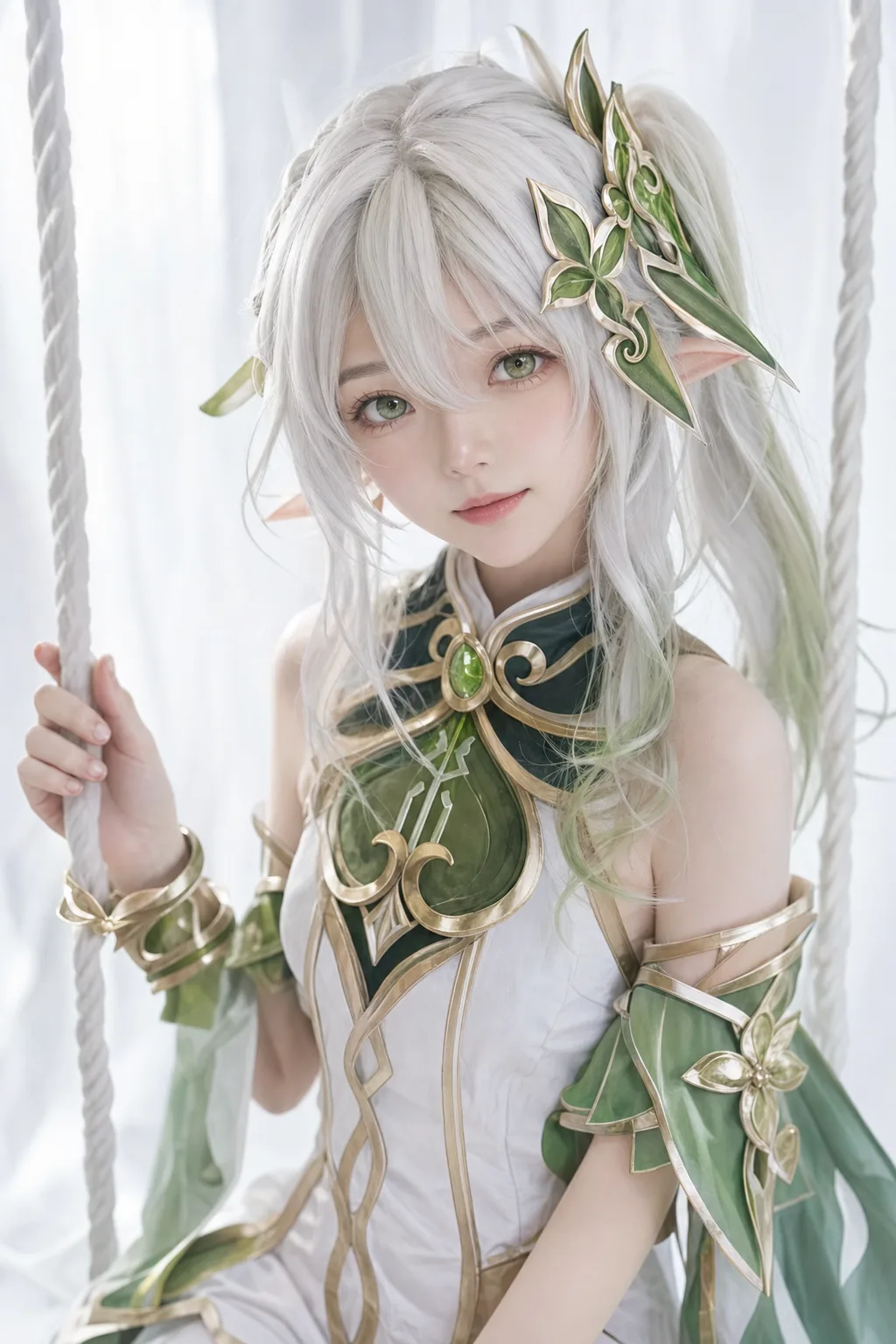 纳西妲秋千纯净特写 Cosplay 拍摄动作参考图