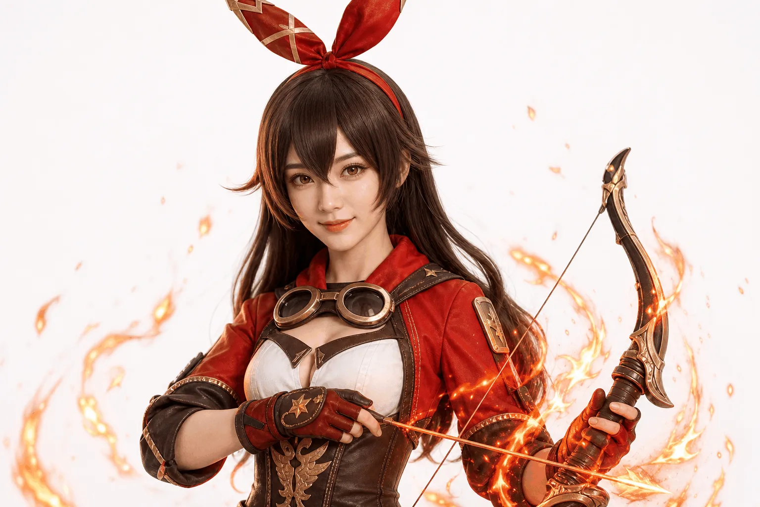 安柏半身站姿举弓 Cosplay 拍摄动作参考图