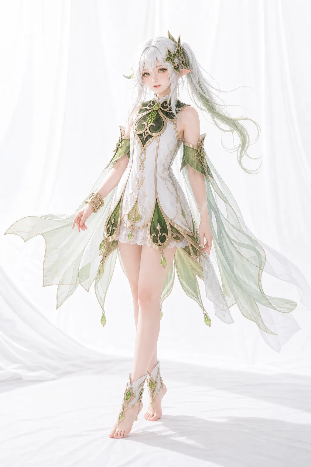 纳西妲纯白站姿全身 Cosplay 拍摄动作参考图