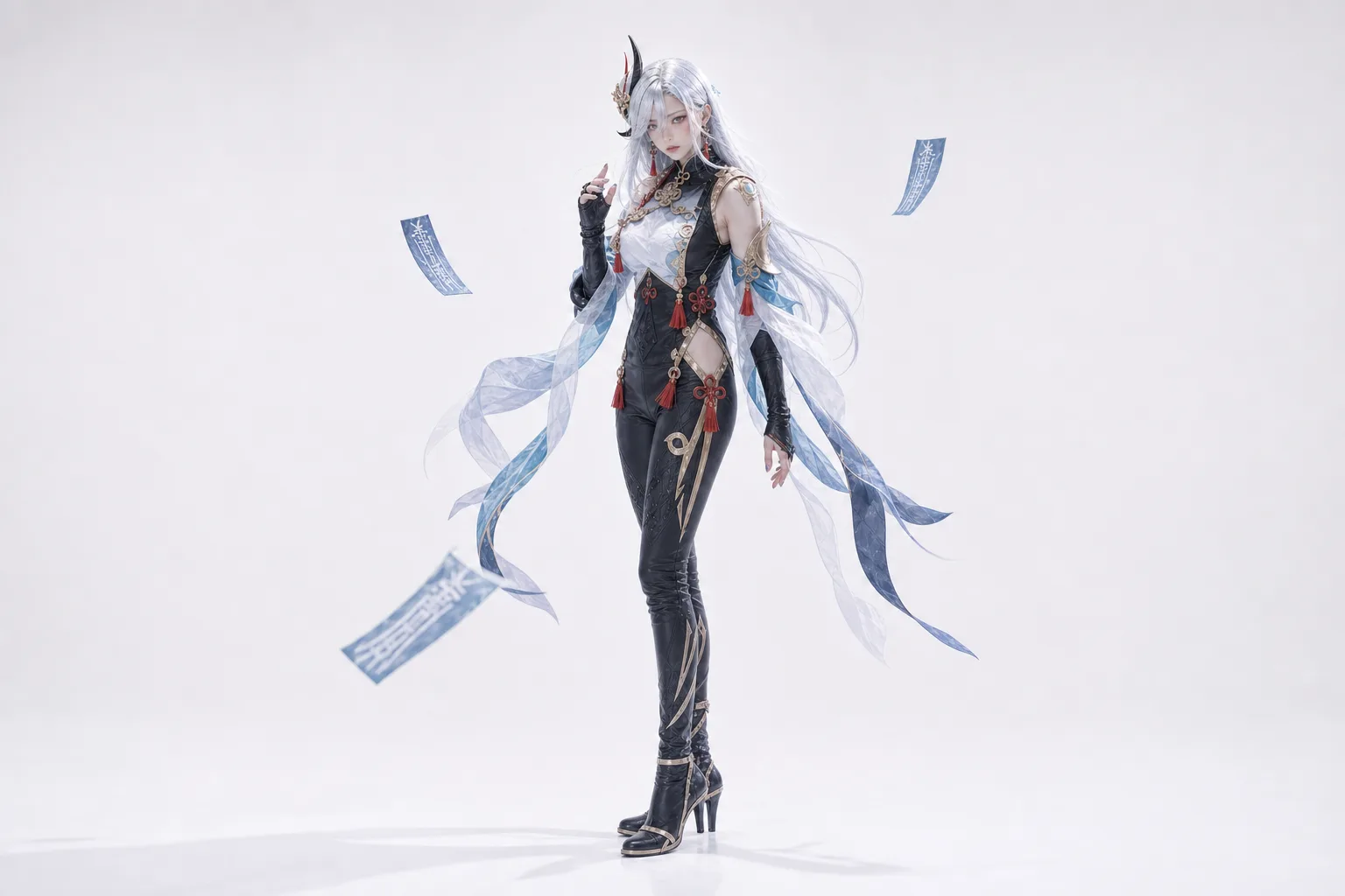 申鹤符纸静悬 Cosplay 拍摄动作参考图