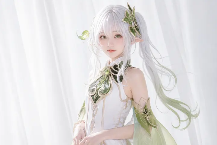 纳西妲白棚站姿半身 Cosplay 拍摄动作参考图