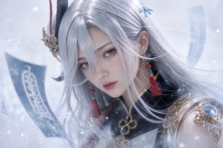 申鹤冰雾近景面部 Cosplay 拍摄动作参考图