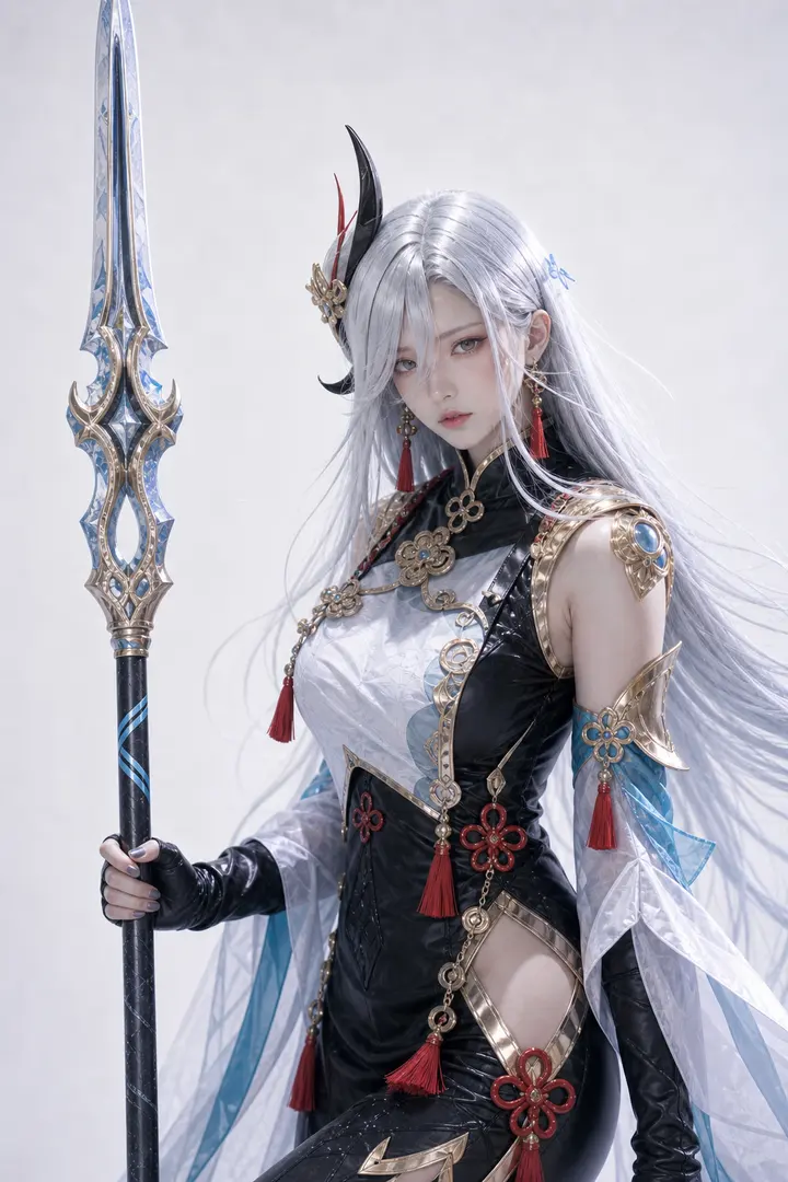 申鹤长枪竖立淡然 Cosplay 拍摄动作参考图