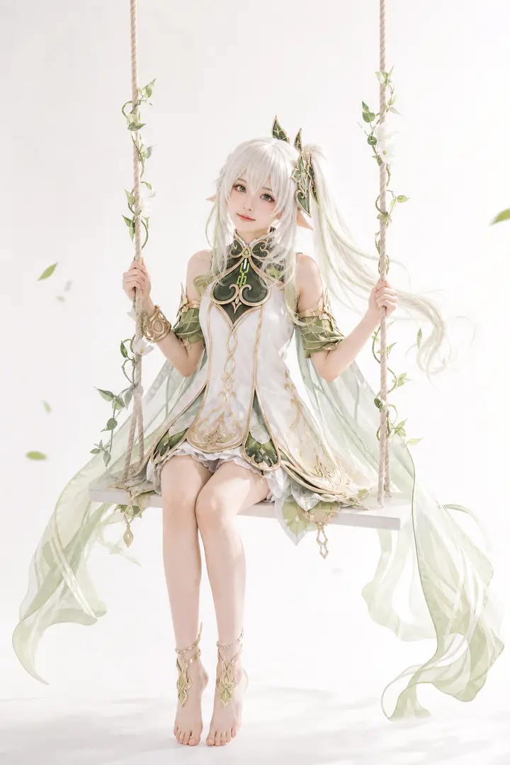 纳西妲秋千微风全身像 Cosplay 拍摄动作参考图
