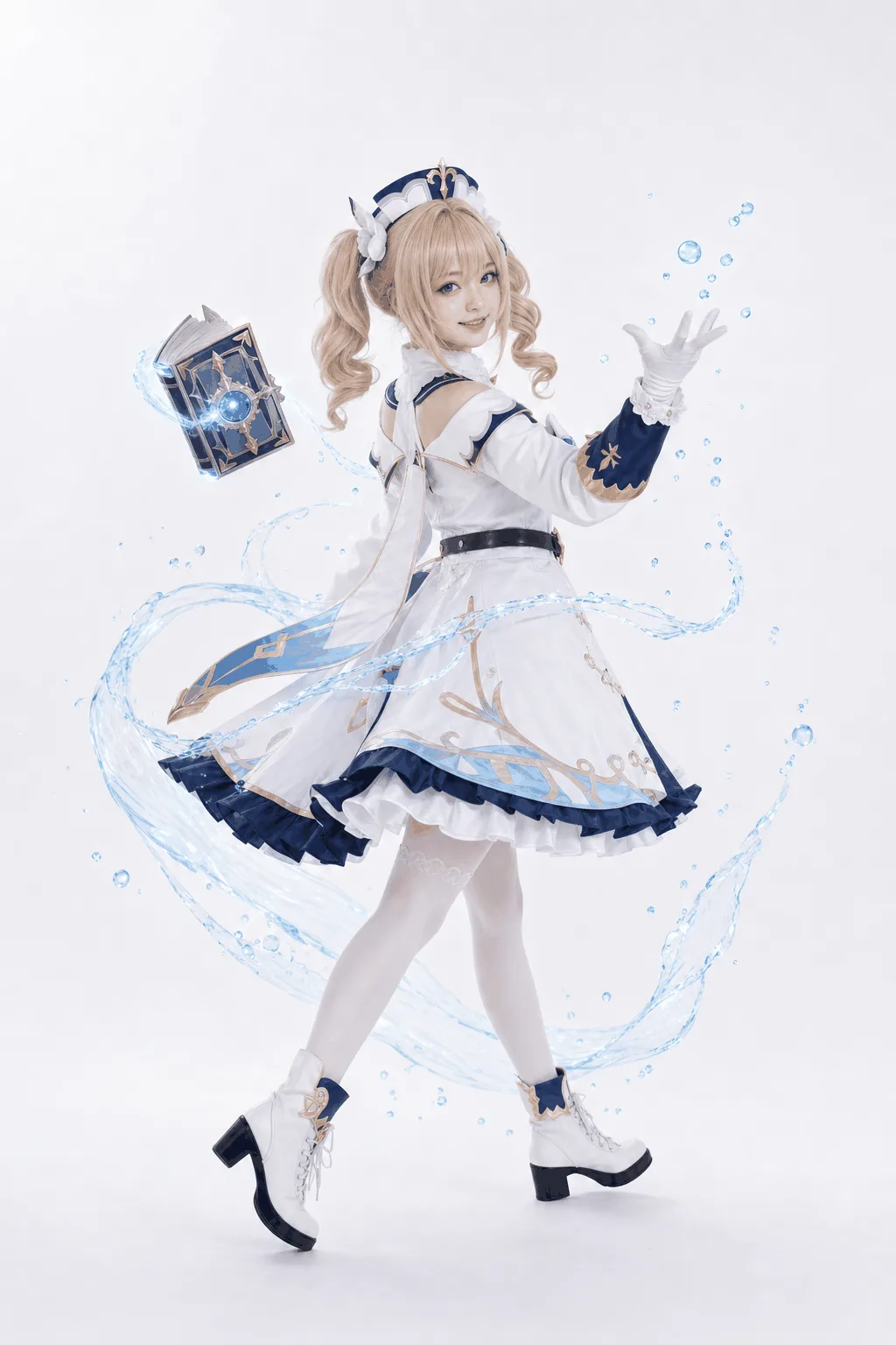 芭芭拉全身行走回头施法 Cosplay 拍摄动作参考图