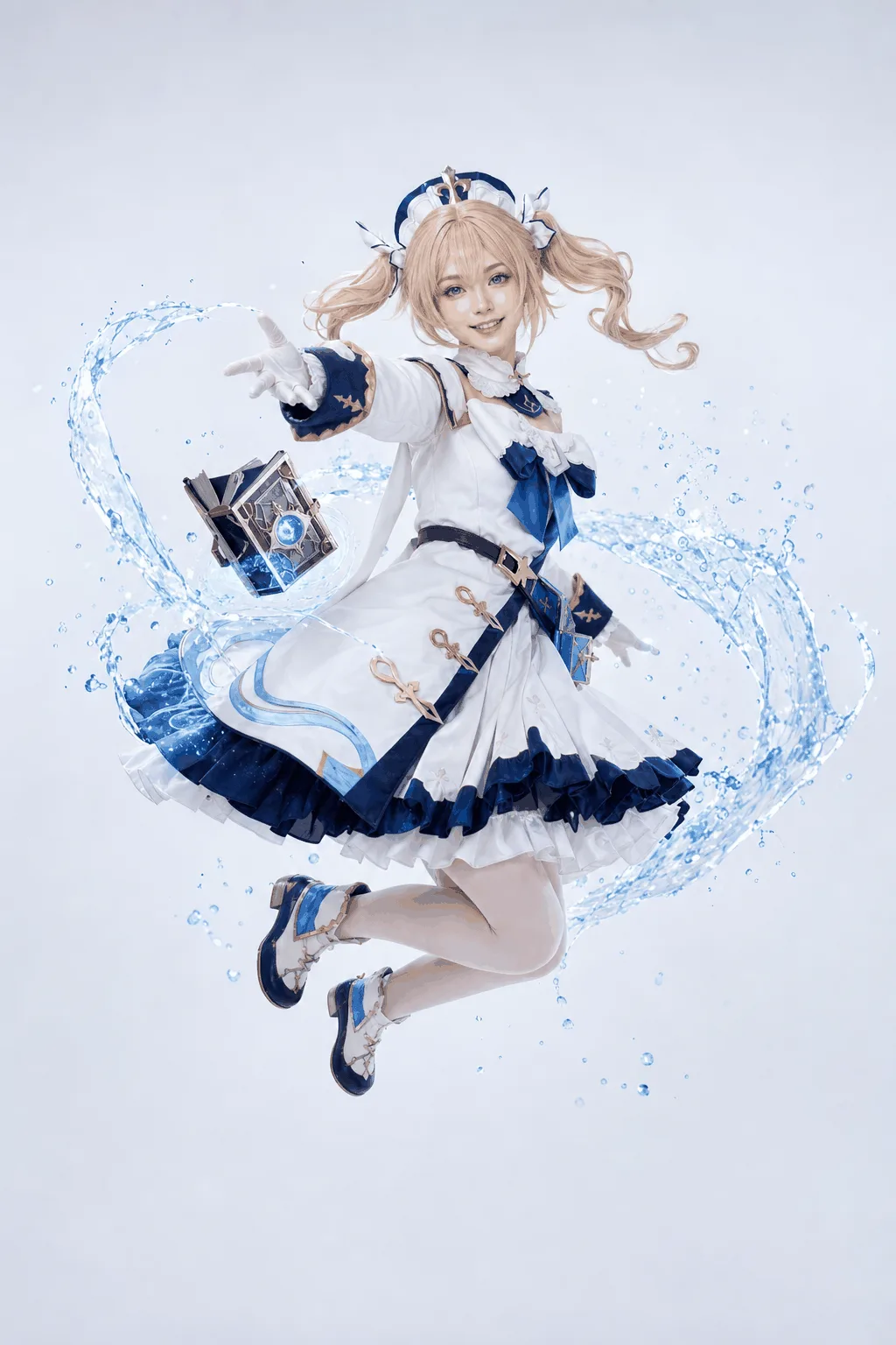 芭芭拉全身跳跃施法 Cosplay 拍摄动作参考图
