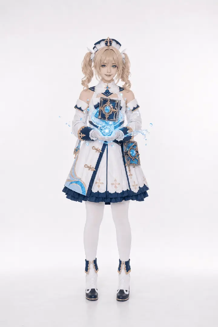 芭芭拉全身站姿双手结印 Cosplay 拍摄动作参考图
