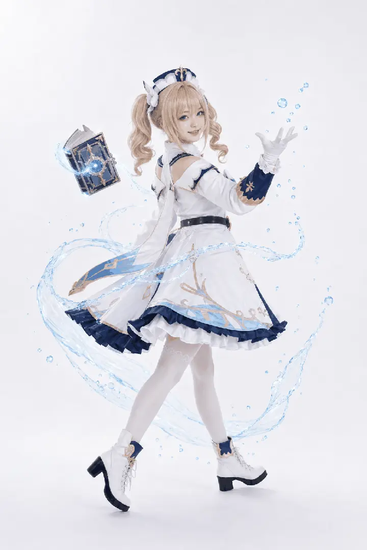 芭芭拉全身行走回头施法 Cosplay 拍摄动作参考图