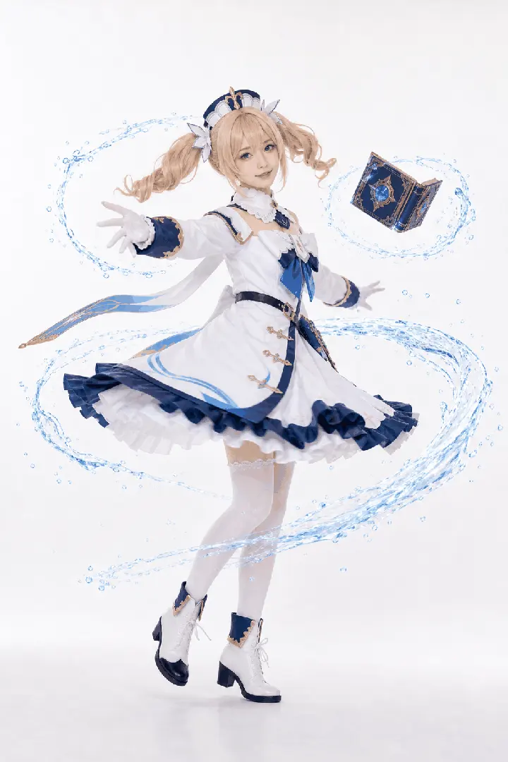 芭芭拉全身旋身法术轨迹 Cosplay 拍摄动作参考图