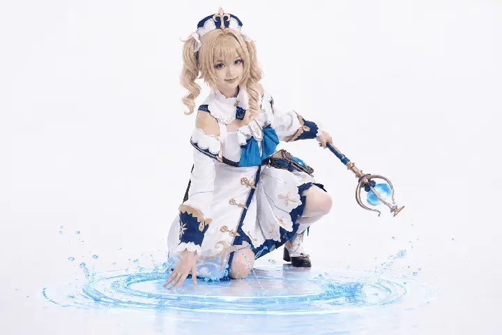 芭芭拉半身单膝跪地法阵 Cosplay 拍摄动作参考图