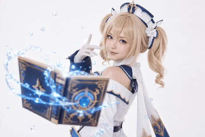 芭芭拉半身回眸半身法器前景 Cosplay 拍摄动作参考图